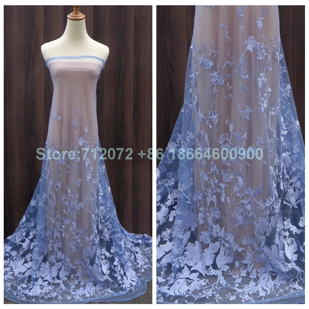 Модный стиль, телесный/светло-голубой, хорошее качество, вышивка на тюле, свадебное платье/высококачественное платье, кружевная ткань