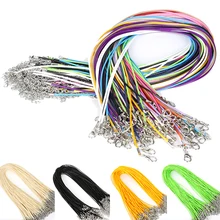 5 Pçs/lote 1.5/2mm Branco Preto Mix Cores Couro Chains Pendant Encantos Lagosta Fechos Descobertas Jóias DIY Corda colares de cordão