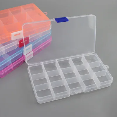 PP Plastic 15 Detachable Transparent Storage Box Jewelry Finish Jewelry Box Component Tool Fishing Tackle Storage Box