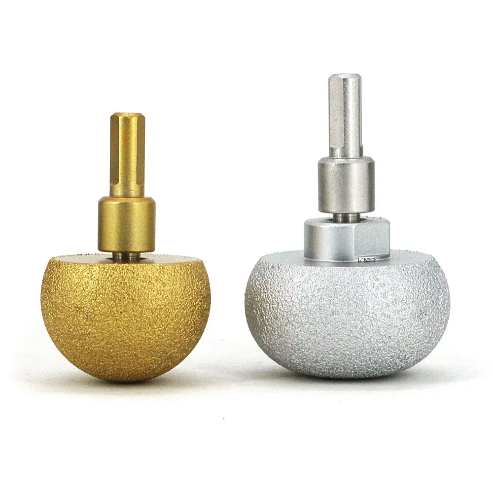 1pc braze bond round head spherical shape diamond mounted with thread shank M10 for flower pot grinding tool arc grinding GJ011