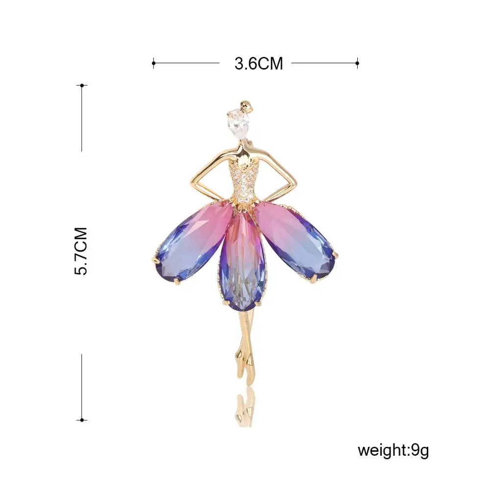 MECHOSEN нежная трендовая балетная брошь с дизайном «девочка» из блестящего циркония медные аксессуары для женщин девочек воротник платье костюм украшения булавки