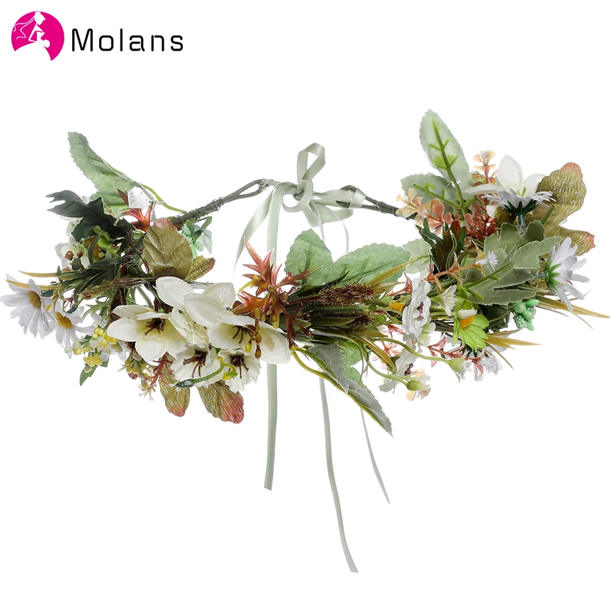 

Molans Fashion Phony Gerbera Wreath Stimulation Natural Berries Small Flowers Crown Fashion Adjustable Ribbon Lash Hair Ornament