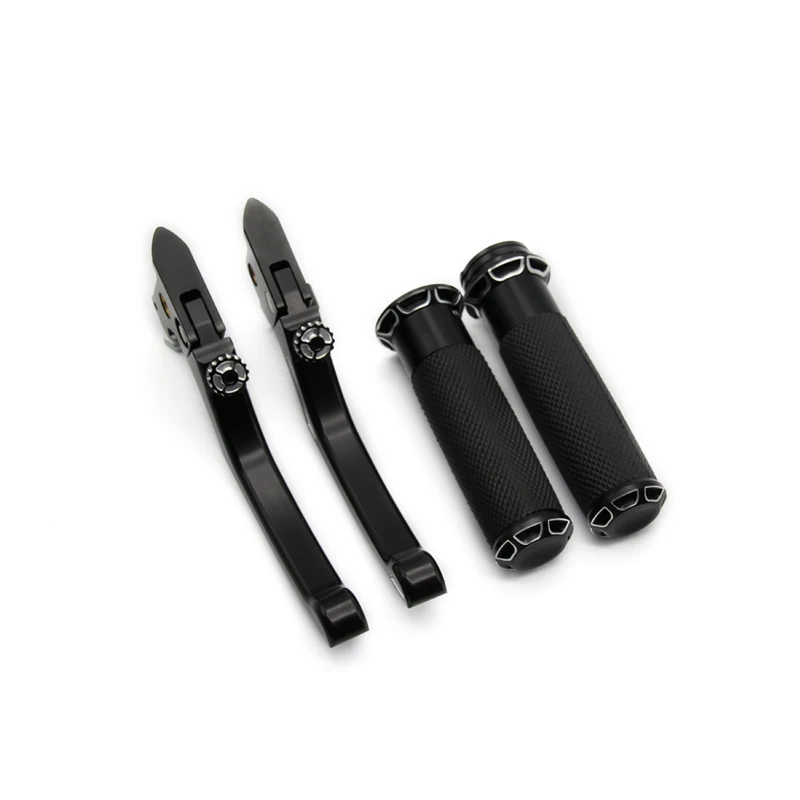 

Hot sell Motorcycle Black CNC Brake Clutch Levers With 1"25mm Deep Cut Handle Bar Hand Grips for Harley Touring 2014-2016 Parts