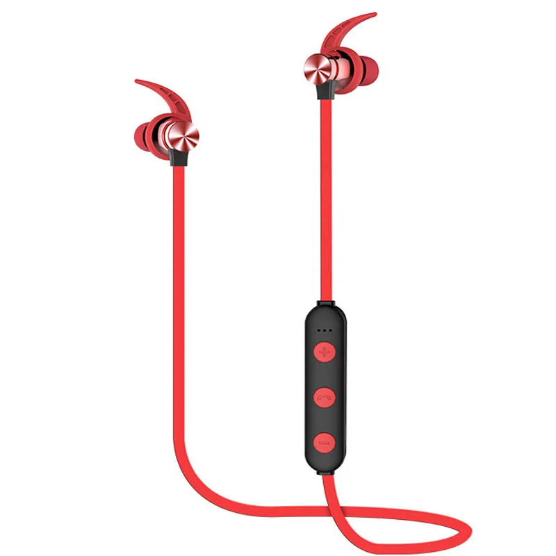 XT22 беспроводной Bluetooth 4,2 наушники магнитное притяжение Гарнитура 3D стерео Бас водонепроницаемые спортивные наушники с микрофоном TF карта - Цвет: Красный