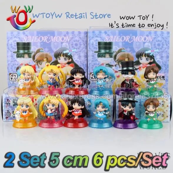 One set 6pcs/lot free shipping 2 series 5 cm Japanese anime figure sailor moon action figures brinquedos cartoon gift for girl | Игрушки и