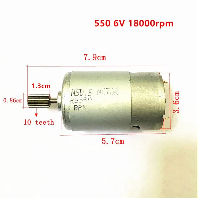 Детский Электрический пульт дистанционного Управление автомобильный двигатель, работающего на постоянном токе 12 В, детский электрических мотоциклов 6В постоянного тока электродвигатель, 570 550 380 390 двигателя - Цвет: 550 6V 18000rpm 10T