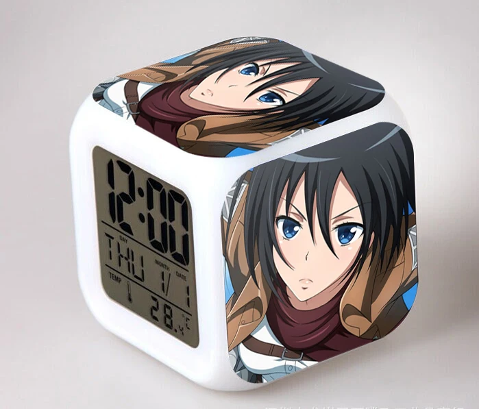 Attack on Titan Eren Jaeger Mikasa Ackerman экшн фигурка часы Shingeki no Kyojin Rivaille будильник цифры