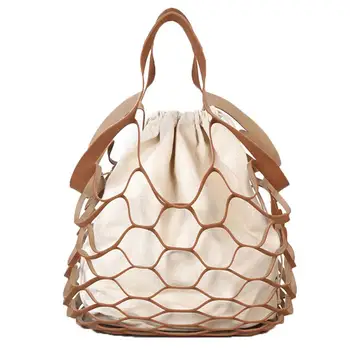 

Fashion Women Hollow Handed Net bath Bucket Bag Casual Tote Bag Big Shoulder Bags Dropship
