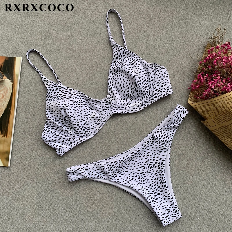 RXRXCOCO бикини на косточках купальники женские с высокой посадкой купальник в горошек комплект бикини купальный костюм с пуш-ап Для женщин Пляжная одежда