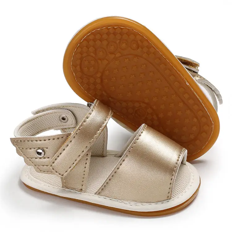 Infant Baby Shoes Girl Sandals Rubber Soft Sole Anti-Slip Summer Pu Wing Newborn First Walker New Fashion Crib Shoes