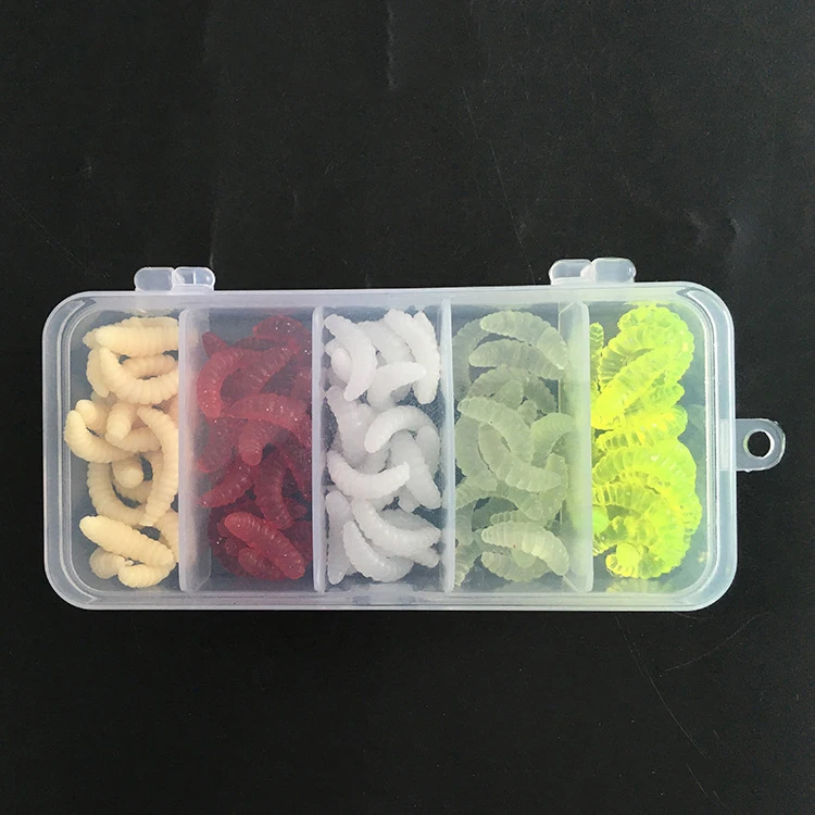 

Deshion 100PCs/set 2cm Maggot Grub Baits Artificial Soft Lure Baits Smell Worms Fishing Lures Soft Lure Fishing