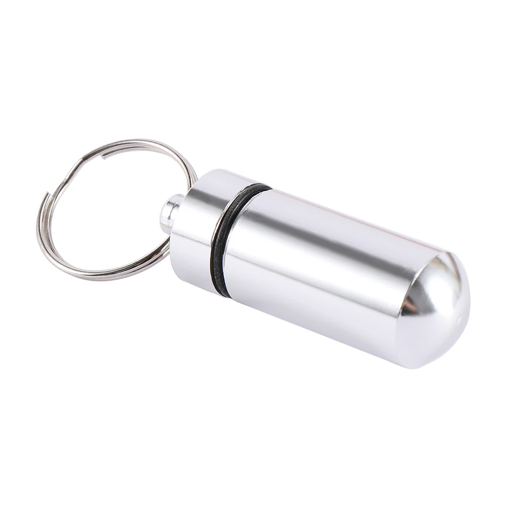 

1pc Small Safe Mini Aluminum Drug Bottle Waterproof Medicine Container Keychain Portable Pill Box Capsule Case Holder