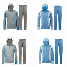 Летняя Мужская/Женская Спортивная одежда на открытом воздухе с защитой от ультрафиолета для рыбалки крутая дышащая с длинными рукавами антимоскитная Рыбацкая рубашка с капюшоном комплект