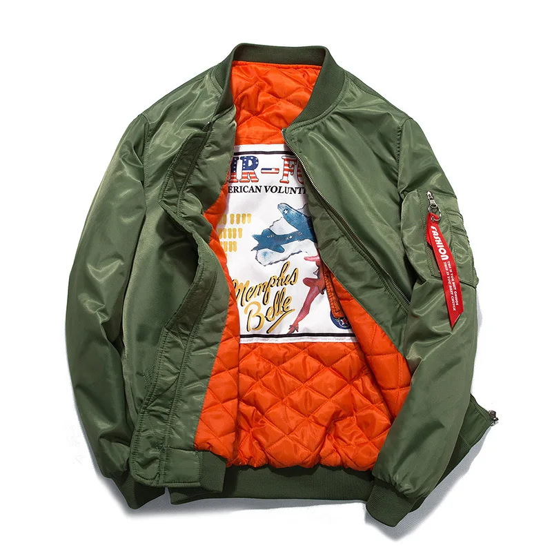 Высококачественная Мужская брендовая Осенняя Толстая куртка дизайнерская модная куртка с воротником-стойкой куртка байкера зеленые летающие куртки пилота 3XL