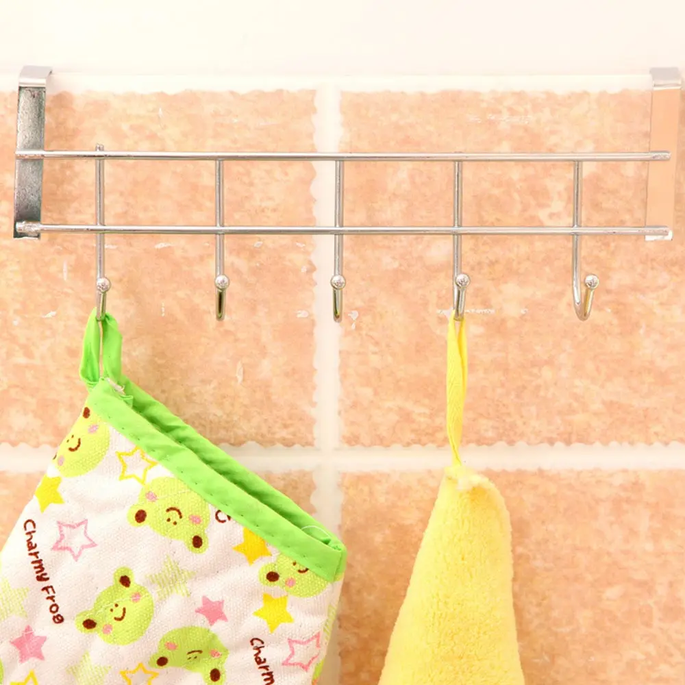 5 Hook Bold Stainless Steel Cabinet Back Hook Home Storage Supplies Doors And Windows Kitchen Towel Cleaning Cloth Hanger
