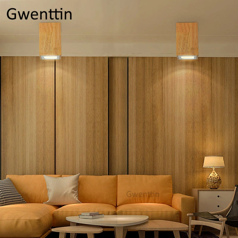 Luzes de Teto Lâmpada do Teto para o Quarto Nórdico Quadrado Redondo Madeira Moderna Led Corredor Casa Decoração Luminárias Luminária 6 Luzes e Iluminação