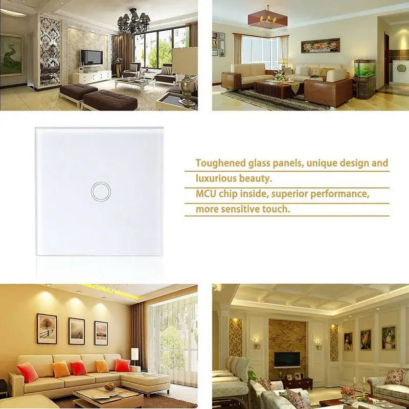 

EU Standard Touch Switch Smart Light Switch Panel White Crystal 1/2/3 Gang WiFi Wall Interruptor Work with Alexa Google Home