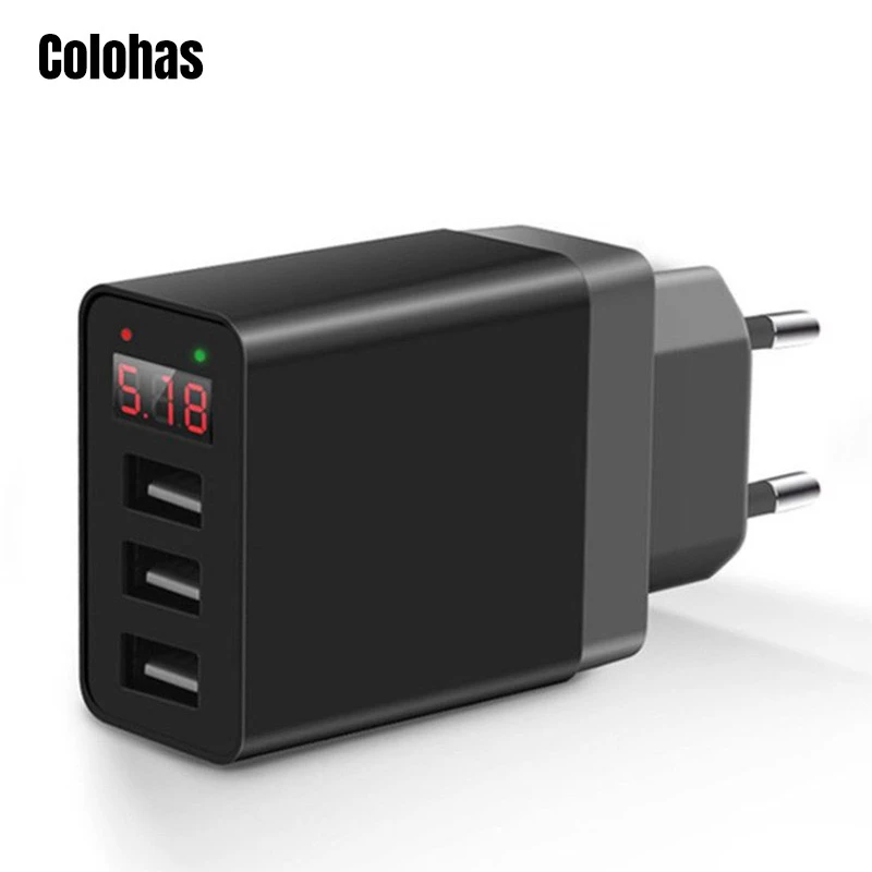 

Colohas Universal LED 3 Port USB Charger 3.0 A Fast Charger Plug for USB Wall Charger for iPhone Samsung Xiaomi Phone Charger