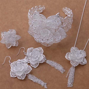 

Free Shipping Promotion Silver plated Sets Earring 588 + Necklace 699 + Ring 373 + Bangle 158 /bvoakmva eumanlta AS378