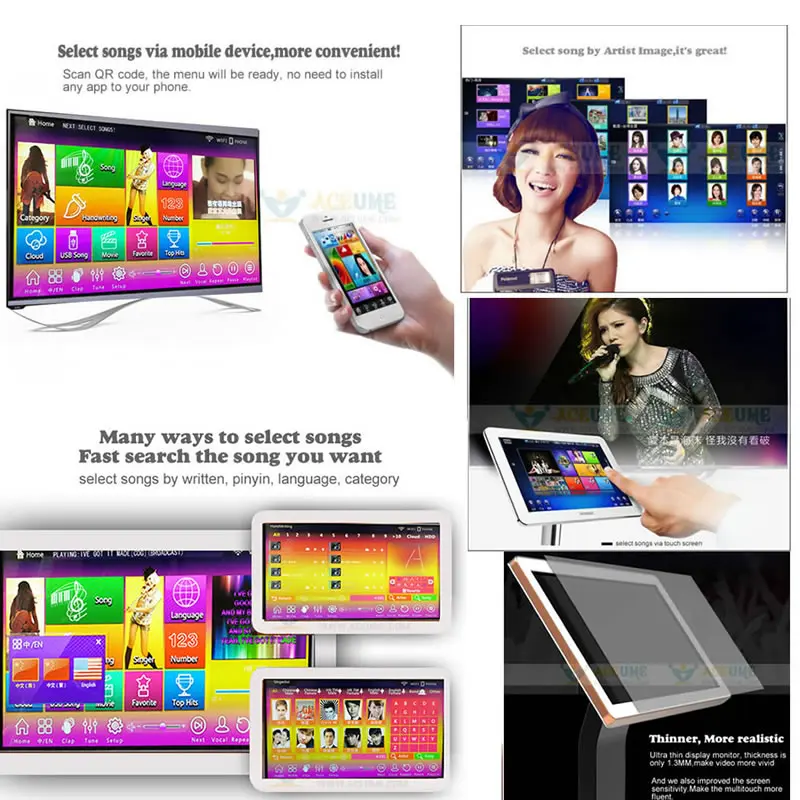 4TB HDD 87K Songs,Chinese,English Touch Screen Karaoke Player,22''Cloud download,Multi-Language Menu,Home KTV Sings