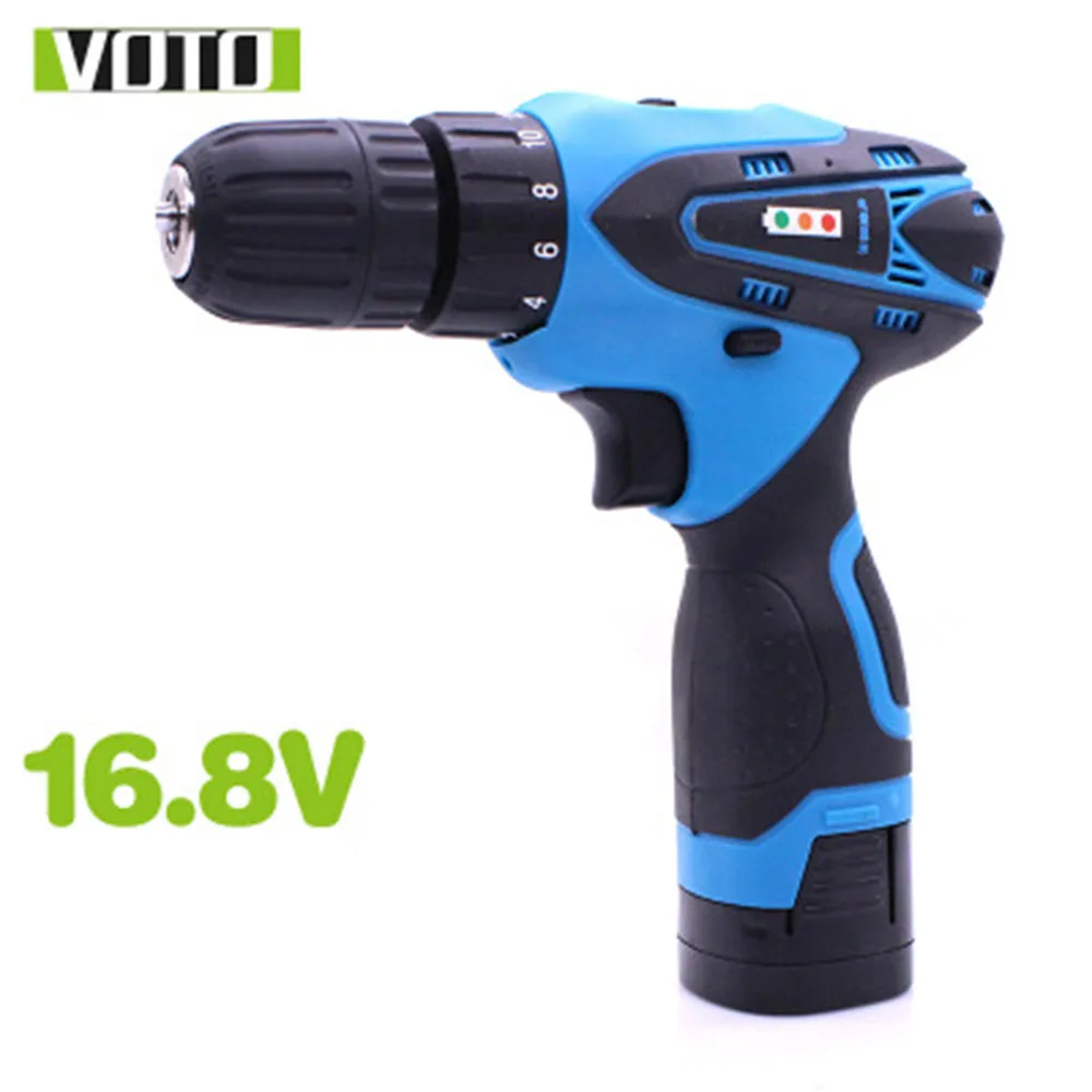 

VOTO Battery Rechargeable Cordless Drill Electric Screwdriver Set Lithium Power Tools Screw Gun Driver 16.8V Blue 220V 2018