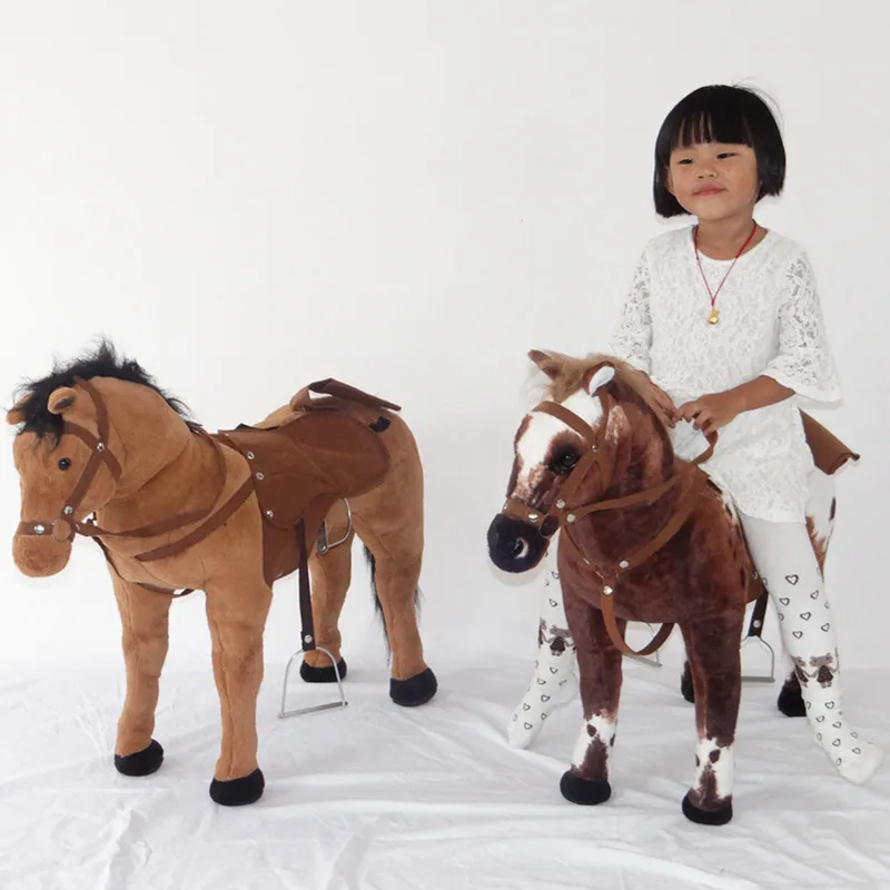 Dorimytrader 80cm Simulation Animal Riding Horse Plush Toy Big Stuffed