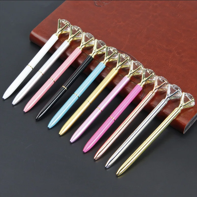 

Creative Diamond Crystal Pen Metal Ballpoint Pen Ball Pens Black Blue Ink 1.0mm For Writing Stationery Gift Office School Supply