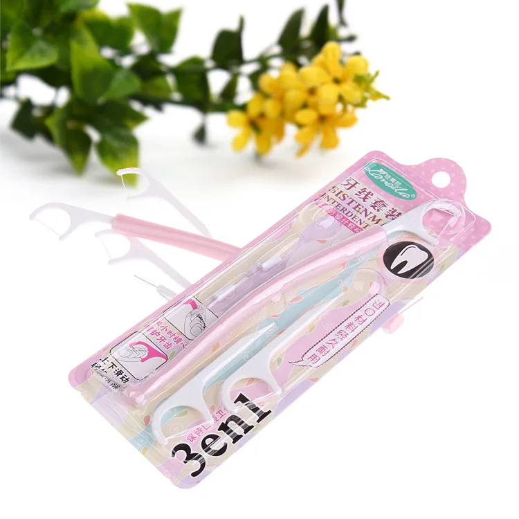 3 In 1 Plastic Dental Floss Interdental Flosser Picks Sticks Oral Care