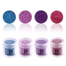 4 бутылки/набор 0,2 мм 3D блеск красочные ногтей художественные украшения сделай сам блеск красивые акриловые Гель-лак УФ порошок для ногтей BG090-093