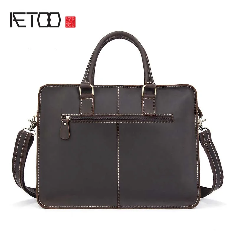 

BJYL The first layer of crazy horse cowhide leather Foreign trade European and American retro men's 16-inch business laptop com