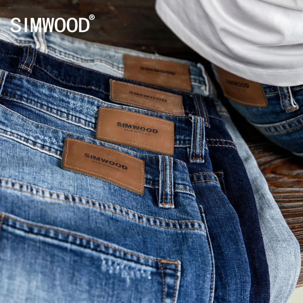 Goede SIMWOOD Gewassen Slim Fit Jeans Mannen Klassieke Vintage Hoge Kwaliteit 2019 herfst herfst Nieuwe Casual Streetwear Denim Broek 190026
