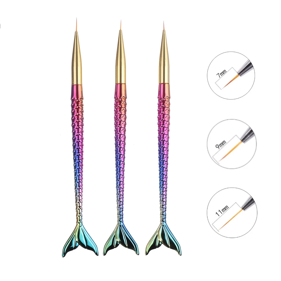 

Mermaid Gradient Pen 7/9/11mm Nail Art Brush Acrylic UV Gel Extension Brush Stripe Liner Design Drawing Pen Manicure Tool