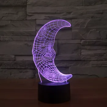 

7 Color changing Flashing touch sensor control Smiling moon Acrylic 3D Curve moon LED Night Light LED USB table Lamps