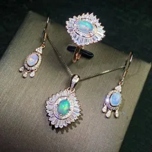 Shilovem 925 серебро натуральный Опал Подвески Ожерелье Серьги Кольца классические ювелирные изделия завод jc5746ago