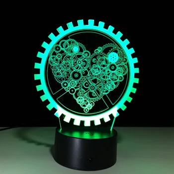

7 Color Lamp 3d Love Gear Visual Led Night Light For Kids Touch Usb Table Lampara Lampe Baby Sleeping Nightlight Novelty 3d Lamp