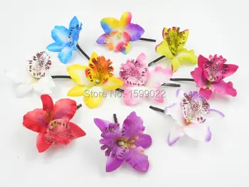 

10pcs/lot Vacation Thailand Flowers Cattleya Orchid Hair Clips Head Accessories for Women Hairpins Festival Hawaiian Headwear