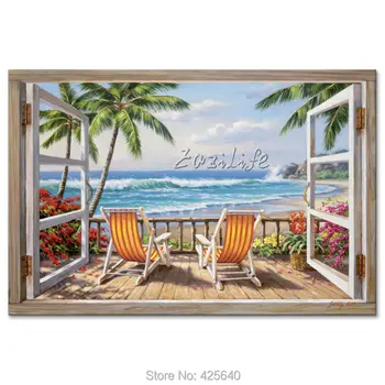 

Hand-painted Mediterranean Seascapes painting for the sitting room decorates a wall pictures painted on the canvas art 21