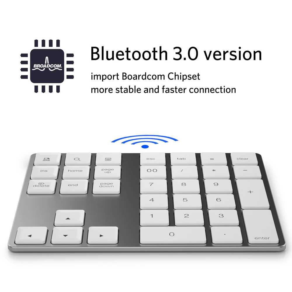 Мини-клавиатура алюминиевая беспроводная цифровая клавиатура BT Pad 34 клавиши внешний номер клавиатура ярлык BT беспроводная клавиатура