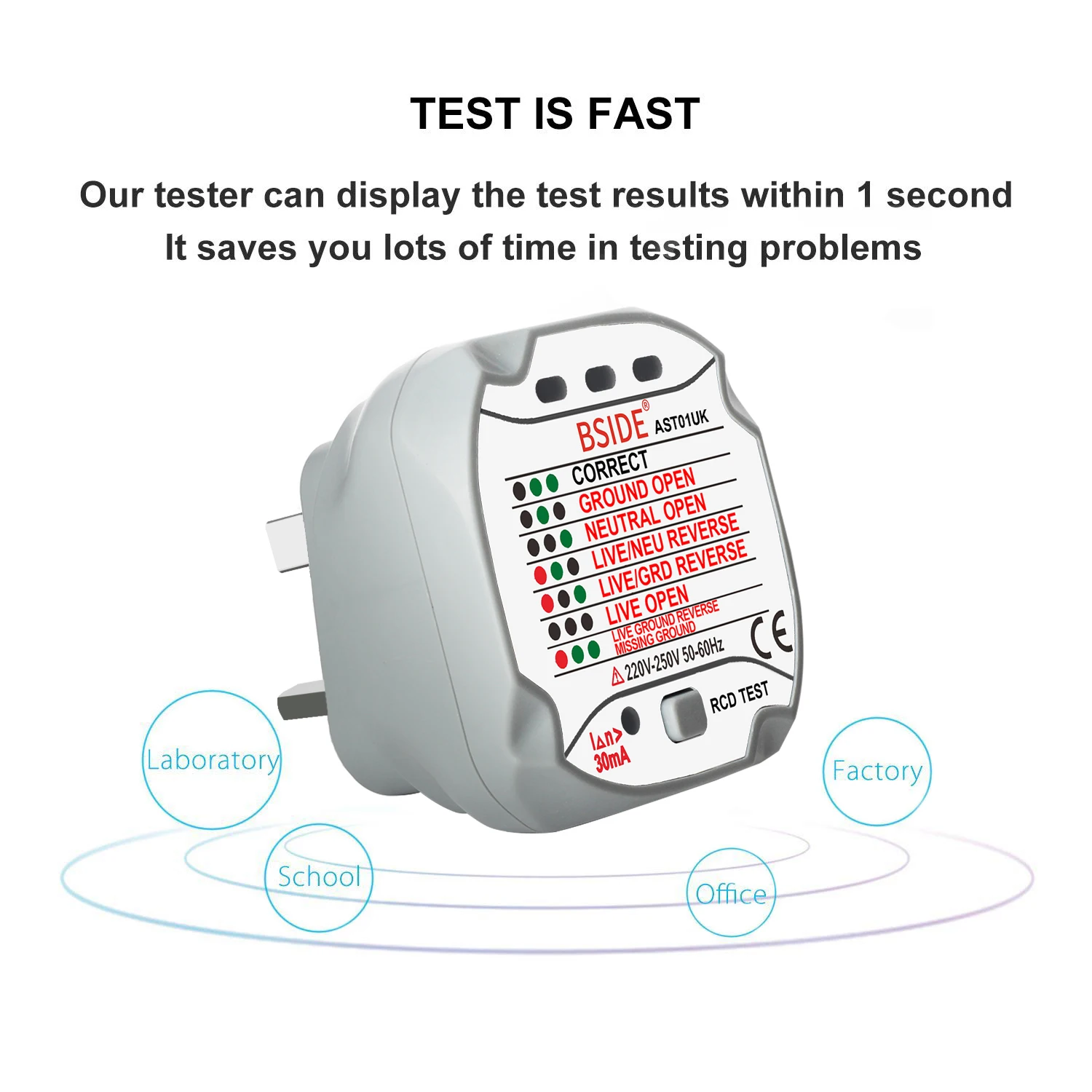 Разъем тестовый er BSIDE AST01 детектор напряжения в розетке RCD GFCI тест ЕС США Великобритания разъем AU заземление Zero линия вилка полярность фаза проверка