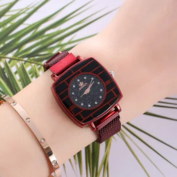 

Starry Sky Women Wrist Watch For Lady Rose Gold Square Magnetic Brand Luxury Diamond relogio feminino Female Clock Hot Sell 2019
