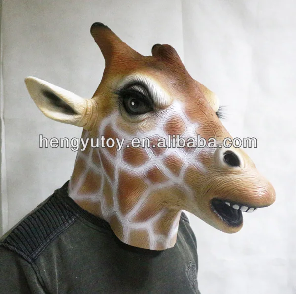 

Deluxe Quality Adult Novelty Masks Fancy Dress overhead Rubber Latex Giraffe Mask for Party