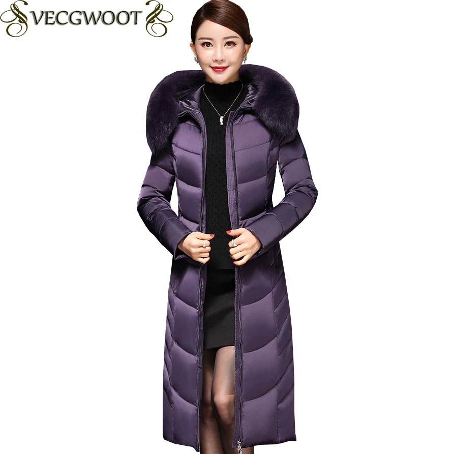 À Col D'hiver Grande Longue frost Fur Mode Black caramel Capuchon Fourrure Manteau X1648 Taille Femme violet Collar Femmes Veste Chaud Doudoune De Nouveau YXvPdd