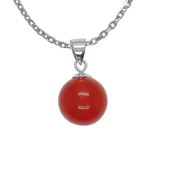 

100% Guaranteed Real 925 Sterling Silver Pendant With 10mm Red Agate Bead Stone