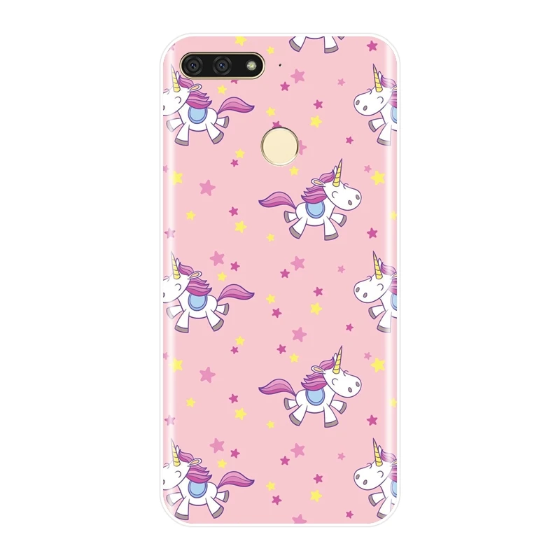 Чехол для телефона huawei Y5 Y6 Y7 Prime 2017 2018 Y9 2019 чехол силиконовый милый Единорог Мягкие