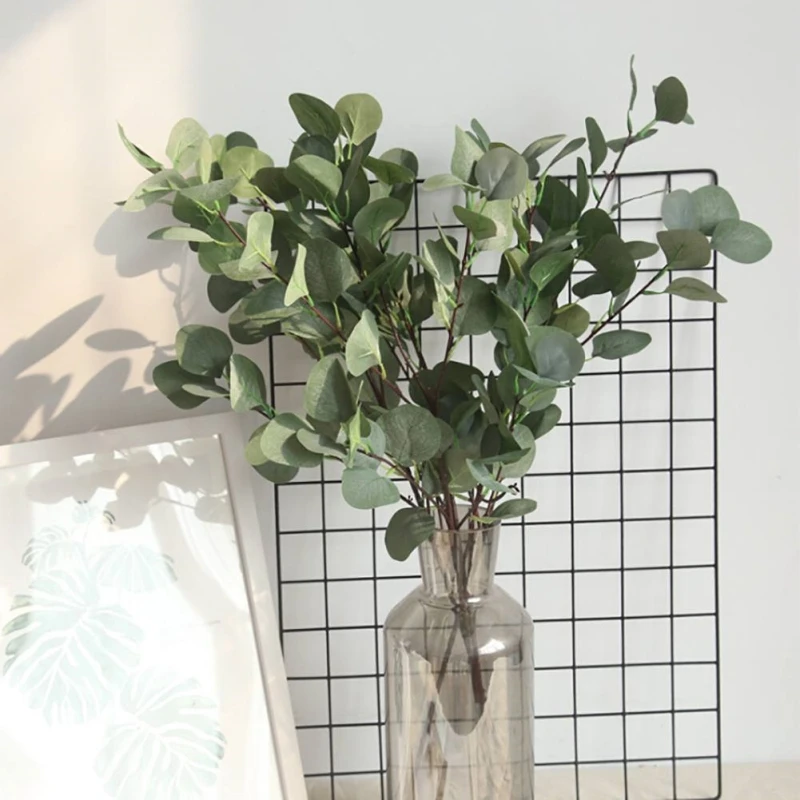 

2018 New Artificial Leaves Branches Simulation Plant Eucalyptus Large Bouquet Plastic Home Decoration Green Single Fake Ginkgo