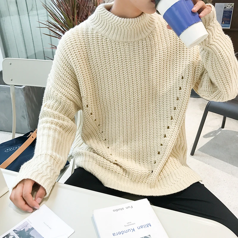 Winter Knitted Sweater Men Long Sleeves Thick Pullover