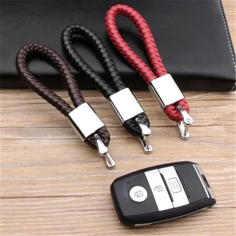 

Business Keychain Braided Genuine Leather Zinc Alloy Car Key Ring For Kia Rio Sorento Cerato K3 K3S K4 K5 KX3 Sportage QL KX5