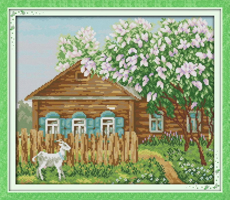 

Beautiful home cotton DMC cross stitch kits scenery 14ct white 11ct print embroidery DIY handmade needlework wall home decor