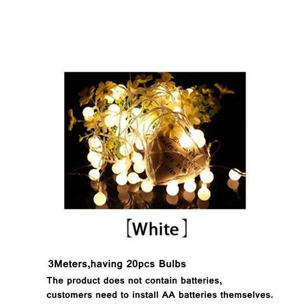 10/20 лампы светодиодный гирлянда светодиодный гирлянды свадебные гирлянды Батарея работает флип дома для рождественской вечеринки поставки Свадебные украшения - Цвет: 3M White