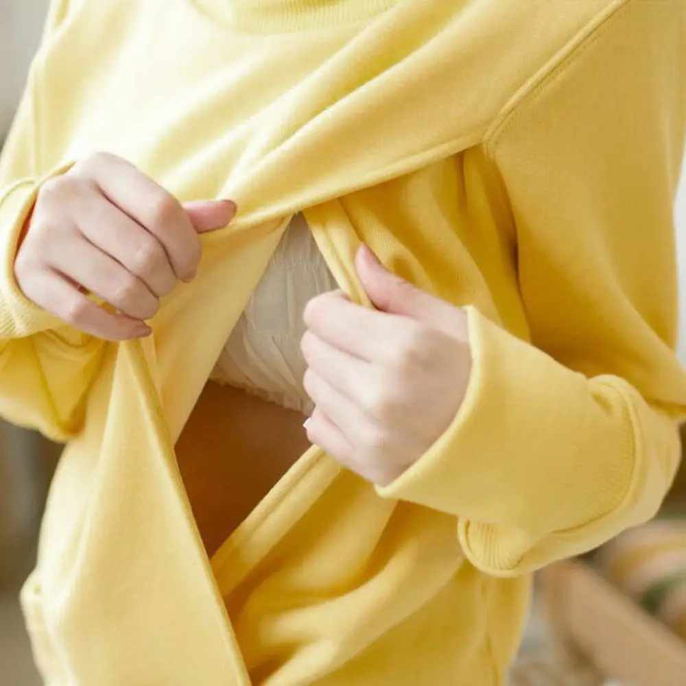 

Pregnant Women Maternity Nursing Clothes Winter Warm Breastfeeding Hooded Tops